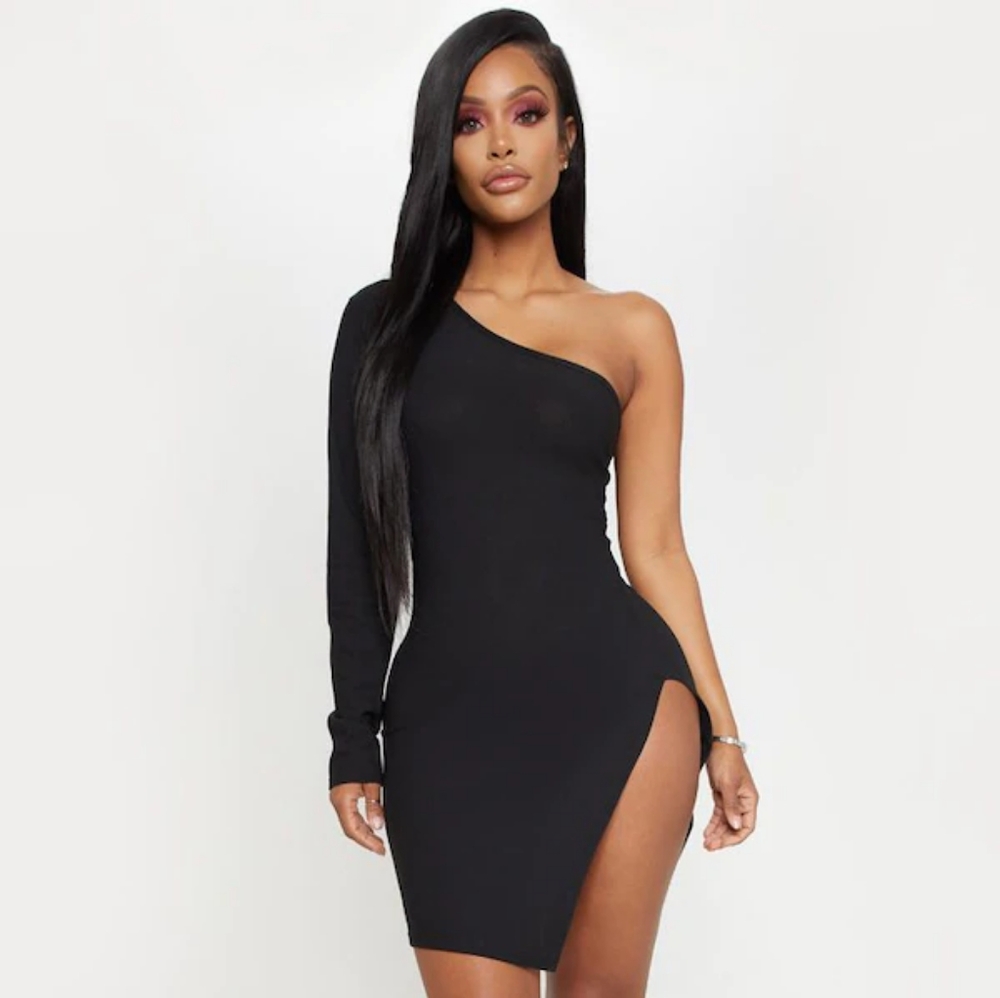 New with Tags Pretty Little Thing One Shoulder Split Bodycon Dress Size 12